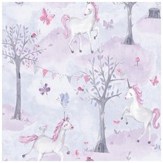 Обои детские Grandeco Little Ones LO 2101 Винил на флизелине (0,53*10,05) Розовый/Сиреневый, Животные