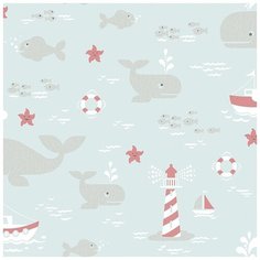Обои детские Grandeco Jack N ROSE 2 LL 3206 Винил на флизелине (0,53*10,05) Разноцветный, Животные/Корабли