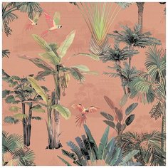 Обои Lutece Jardin Deden 51203305 Винил на флизелине (0,53*10,05) Розовый/Зеленый, Деревья/Птицы