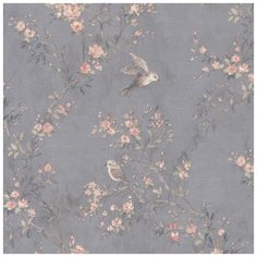Обои Prima Italiana Colibri 33725 Винил на флизелине (1,06*10,05) Серый/Голубой, Цветы/Птицы Прима Италияна