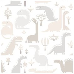 Обои детские Grandeco Jack N ROSE 2 LL-10-11-9 Винил на флизелине (0,53*10,05) Белый/Бежевый, Животные