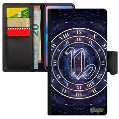 Модный чехол книжка на смартфон // iPhone 8 // "Зодиак Козерог" Созвездие Каллиграфия, Utaupia, синий