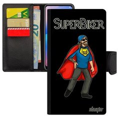 Противоударный чехол книжка на смартфон // iPhone 7 // "Супербайкер" Байкер Веселый, Utaupia, черный