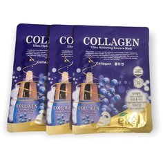 EKEL Collagen Ultra Hydrating Essence Mask Тканевая маска для лица с коллагеном 3шт