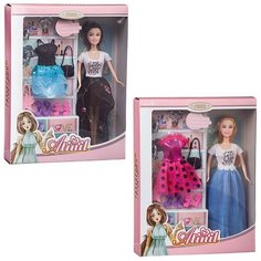 Кукла Junfa Atinil Гардероб модницы Стильный образ (в платье с белым верхом) в наборе с дополнительн