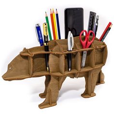 Сборная модель EWA Design "Настольный органайзер Медведь (коричневый)" Eco Wood Art