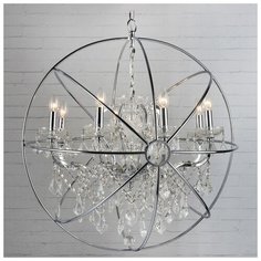 Подвесная люстра модерн, E14, 40Вт, 8шт,l - 82см , d - 78см, арматура - хром, плафон - неокрашенный Loft it