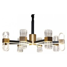 Подвесная люстра модерн, 16,25Вт, 8шт,арматура - золото, черный, плафон - белый Escada