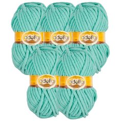 Пряжа Adelia Dolly однотонная, 100 % полиэстер, 100 г, 40 м, 5 шт., №07 св.зеленый