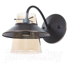 Бра лофт, 40W, E14, арматура - коричневый, плафон - янтарный, h - 20см, l - 26,5см Escada