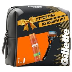 Набор Gillette бритва Fusion с 1 сменной кассетой с 5 лезвиями и гель для бритья