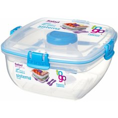 Sistema Контейнер для салата с разделителями и приборами TO GO 21356, 17x17 см, синий