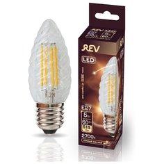 Лампочка светодиодная FILAMENT свеча витая E27 5W 2700K теплый свет REV 32426 3