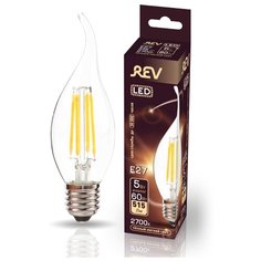 Лампочка светодиодная FILAMENT свеча на ветру E27 5W 2700K теплый свет REV 32428 7