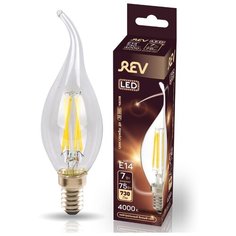 Лампочка светодиодная FILAMENT свеча на ветру E14 7W 4000K дневной свет REV 32496 6