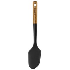 Силиконовая кондитерская лопатка с деревянной ручкой, 30 см, черный, серия Аксессуары, Staub