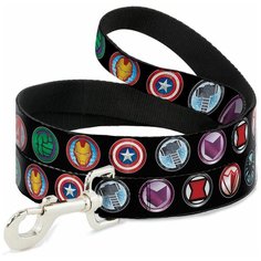 Поводок для собак Buckle-Down 9-Avengers Icons черный/мультицвет 1.2 м 25 мм