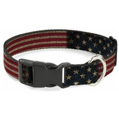Ошейник Buckle-Down с пластиковой застёжкой Американский флаг L, обхват шеи 38-66 см разноцветный