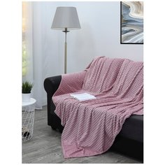 Плед TexRepublic Deco Квадратики Фланель Евро Розовый