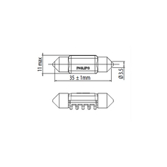 PHILIPS 128584000KX1 (128584000KX1 / 12860LLCP / 210346) лампа салона светодиодная t10.5 x-tremeultinon led 12v 1w 4000k sv8,5-38 / 11