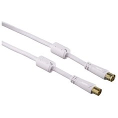 Кабель антенный Hama Coax (m)/Coax (f) 15 м, ферритовые кольца, белый (00122417)
