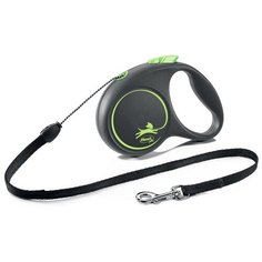 Flexi тросовый поводок-рулетка для собак, зеленый, "Black Design", XS 3 м/8 кг