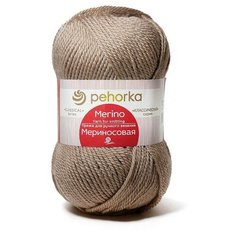 Пряжа Пехорка Мериносовая 274 серо-бежевый 50% мериносовая шерсть, 50% акрил 100г 200м 5 шт