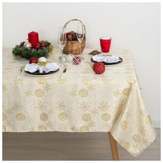 Скатерть Этель "Snow time" цв.золотой, 150*220 см, 115 ±10 гр,100% п/э 4469133