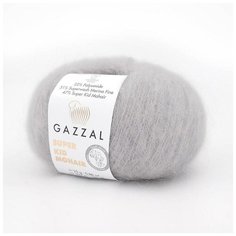 Пряжа Gazzal Super Kid Mohair (Супер Кид Мохер) 64435 светло-серый 31% шерсть мериноса, 47% супер кид мохер, 22% полиамид 25г 237м 6шт