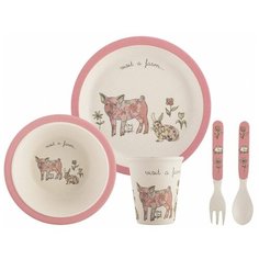 Набор Visit A Farm Pig 5 предметов: тарелка 21 см миска 16.5 см кружка 0.23 л ложка, вилка Kitchen Craft