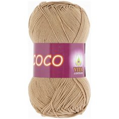 Пряжа Vita Coco (Коко) 4312 теплый бежевый 100% мерсеризованный хлопок 50г 240м 10шт