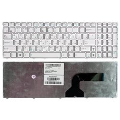 Клавиатура для ноутбука Asus N53Jg, русская, белая рамка, белые кнопки Sino Power
