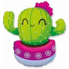 Шар фольгированный 36" «Кактус в розовом кашпо», фигура Flexmetal