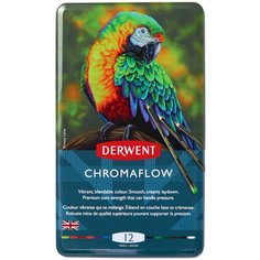 Набор цветных карандашей Derwent Chromaflow 12 цветов в металлической упаковке