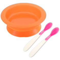 Набор детской посуды Курносики Тарелка на присоске, термочувствительные ложечки 2шт