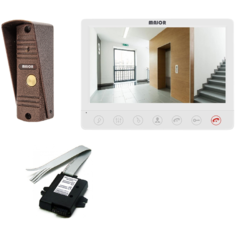 Комплект видеодомофона для квартиры, дома: монитор ALFA 7" белый с вызывной панелью и цифровым блоком сопряжения, для подключения к многоквартирным домофонам (RAIKMANN, LASKOMEX, MARSHAL (маршал) , сенсорное управление Major