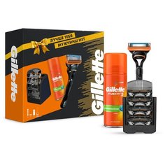 Набор Gillette бритва Fusion с 3 кассетами, гель для бритья, подставка
