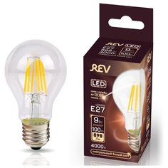 Лампочка светодиодная FILAMENT груша E27 9W 4000K дневной свет REV 32476 8