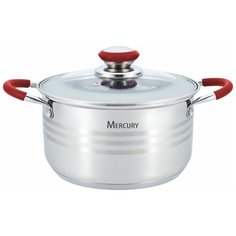 Кастрюля Mercury MC-6308, 4.7 л, серебристый/красный