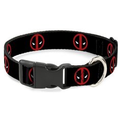 Buckle- Down Дэдпул чёрный цвет ошейник с пластиковой застёжкой 23-38 см
