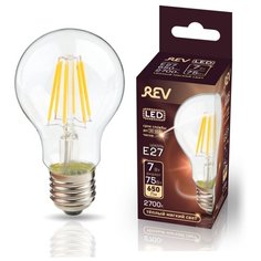 Лампочка светодиодная FILAMENT груша E27 7W 2700K теплый свет REV 32353 2