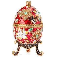Шкатулка яйцо фаберже S-4972-002 красный Ismat Decor