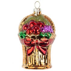 Набор елочных игрушек KARLSBACH Корзина с фруктами 08939, коричневый, 9.5 см, 6 шт.