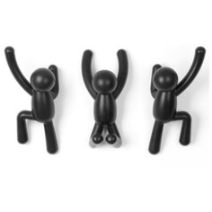 Набор вешалок-крючков "Buddy", 3 штуки (черные) Umbra