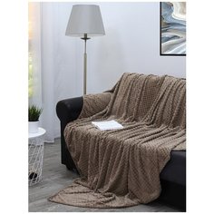 Плед TexRepublic Deco Квадратики Фланель Евро Коричневый