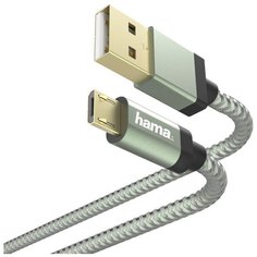 Кабель Hama 00187235 USB (m)- micro USB (m) 1.5 м, зеленый