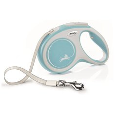 Flexi ременной поводок-рулетка для собак, голубой, "New Comfort", M, 5 м/25 кг