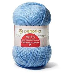 Пряжа Пехорка Мериносовая 05 голубой 50% мериносовая шерсть, 50% акрил 100г 200м 5 шт