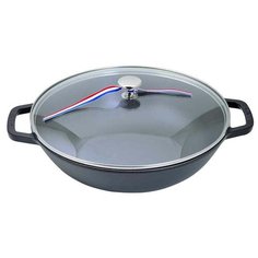 Вок 30см со стеклянной крышкой Staub 4,4л, черный