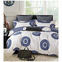 Постельное белье Boris A+B Круги / белый, 2- спальное ( простыня на резинке по кругу )